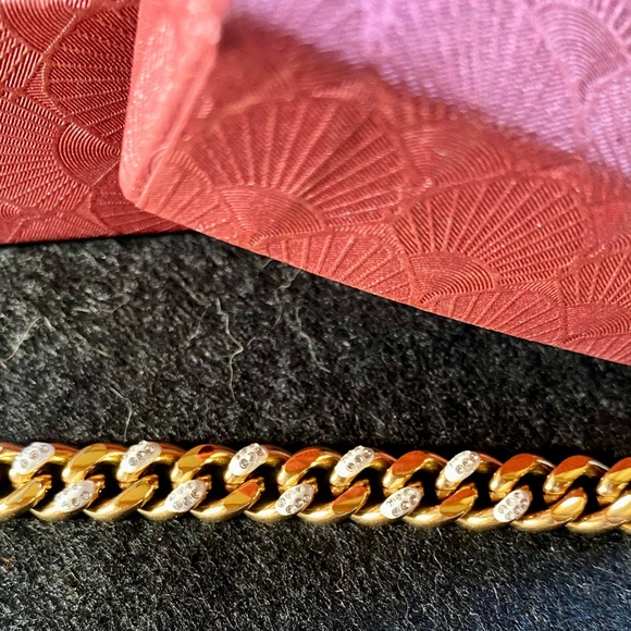 💥Asruye 10k Gold Plated Stainless Steel CZ Chunky 8” Bracelet💥 NIB - Picture 3 of 8